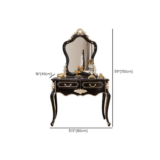 Victorian Solid Wood Vanity Dressing Table with Drawers Mirrored Makeup Vanit
