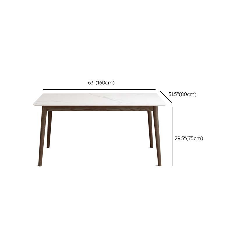 Massief houten frame eettafel uit het midden van de eeuw Witte stenen tafel
