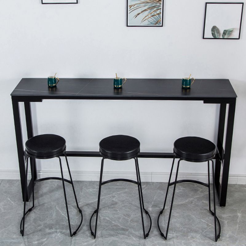 Contemporary Bar Dining Table Indoor Rectangle Bar Table with Iron Base Clearhalo 'Bar Furniture' 'Bar Tables' 'bar_tables' 'Furniture' 'furniture_bar_tables' 'Kitchen & Dining Furniture' 'kitchen&dining_furn' 'kitchen' 1200x1200_26262792-d2b4-41c2-b2a2-f50225638285