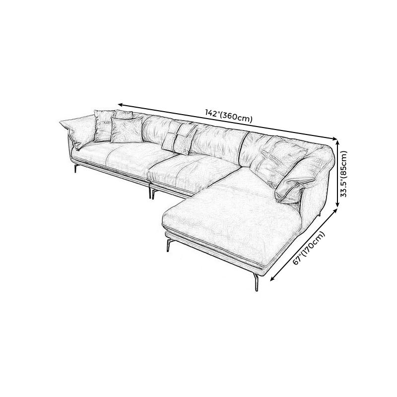 Brown Leather/Faux Leather Sectional Pillow Top Arm for Living Room Clearhalo 'furn' 'furn_sectionals' 'Furniture' 'furniture_sectionals' 'kitchen' 'kitchen_sectionals' 'Living Room Furniture' 'Sectionals' 1200x1200_262657e4-c3ed-44f3-a4ab-6deee706927e