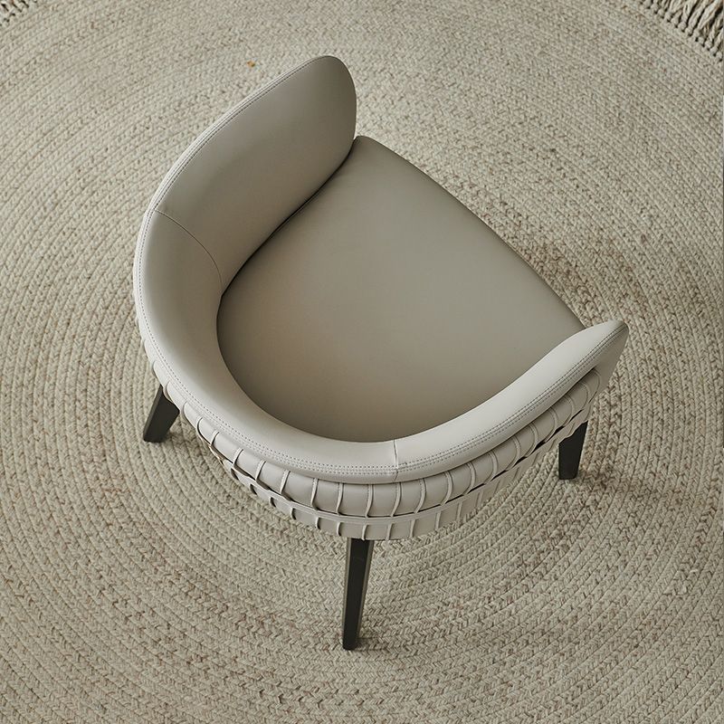 Modern Simple White Arm Chair Wooden Base Dining Arm Chair for Home Use