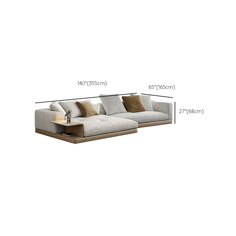 Farmhouse Sectional Sofa with Square Arms in Beige Linen Blend Clearhalo 'furn' 'furn_sectionals' 'Furniture' 'Living Room Furniture' 'Sectionals' 1200x1200_262b70c0-f0fb-4d09-bade-cb7db5ab26d3