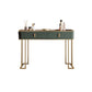 Glass Top Dressing Table Solid Wood Green Make-up Vanity with Drawers