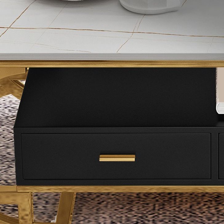 Consola de medios de televisión de Glam Slate Top 3 Cajones Metallic Stand Console