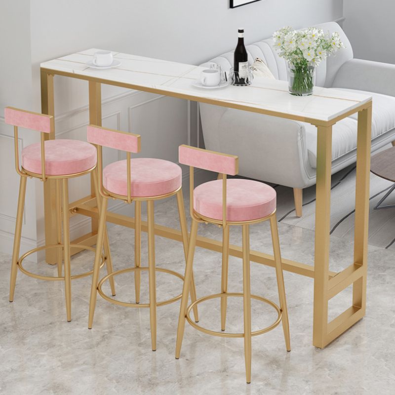 Tavolo moderno da bar con piano in finto marmo, tavolo da pub bistrot con base in metallo