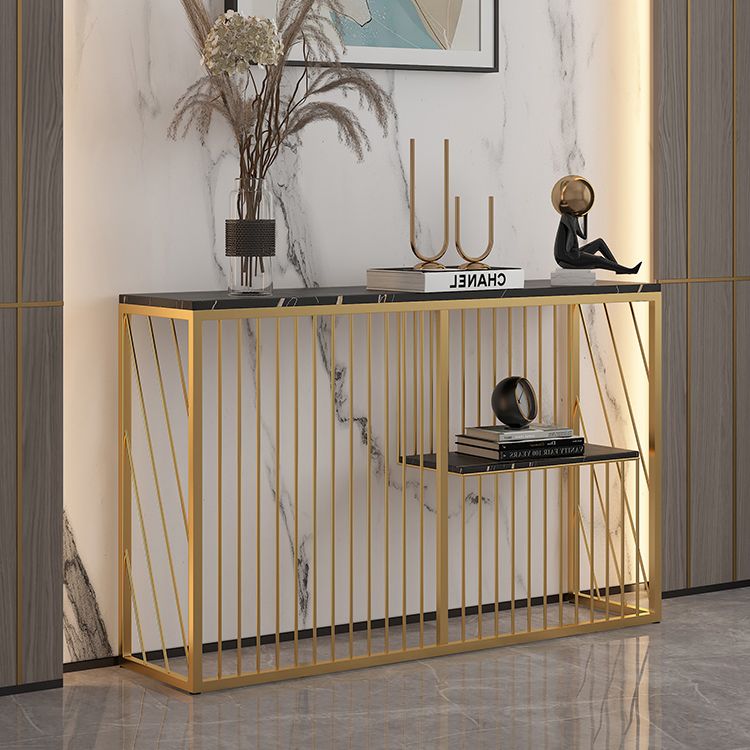 Tavolo da divano di divano console in pietra contemporanea tavolo da estremità resistente alle macchie per la sala