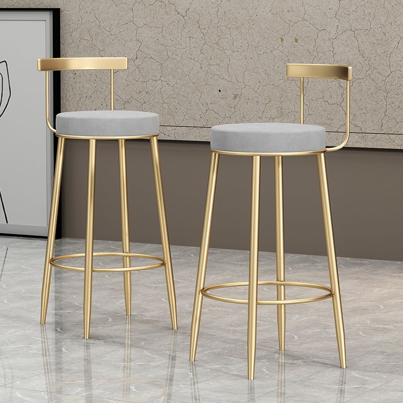 Glam Style Backrest Counter Stool Iron Cafe Bar Stool with Velvet Cushion and Pedal Clearhalo 'Bar Furniture' 'Bar Stools' 'bar_stools' 'furn' 'furn_bar_stools' 'Furniture' 'furniture_bar_stools' 'Kitchen & Dining Furniture' 1200x1200_26305a6b-47fd-4ba0-b92d-07c21ceb1bca