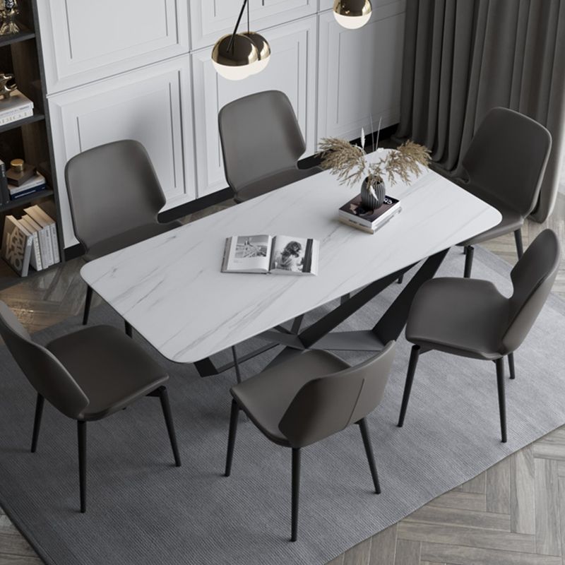 Rectangle Dining Table Set 1/2/7 Pcs Sintered Stone Table with Wingback Chairs Clearhalo 'Dining Room Sets' 'Dining Tables & Seating' 'dining_room_set' 'furn' 'furn_dining_room_set' 'Furniture' 'Kitchen & Dining Furniture' 1200x1200_2631541b-2049-473a-afde-ffea006aada9