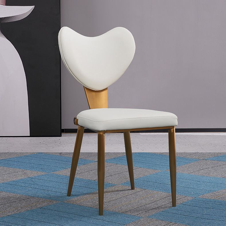 Faux Leather Kitchen Dining Chairs Glam Side Chairs with Metal Base Clearhalo 'Dining Chairs' 'Dining Tables & Seating' 'dining_chair' 'furn' 'furn_dining_chair' 'Furniture' 'Kitchen & Dining Furniture' 1200x1200_26316444-bfe2-4613-9147-6b852d84c5ea