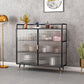 Polished Finish Metal Sideboard Glam Indoor Dining Server with Clear Glass Doors Clearhalo 'buffet_sideboard' 'Buffets & Sideboards' 'furn' 'furn_buffet_sideboard' 'Furniture' 'Kitchen & Dining Furniture' 1200x1200_2631688b-230d-4aa1-b81b-0620605feb44
