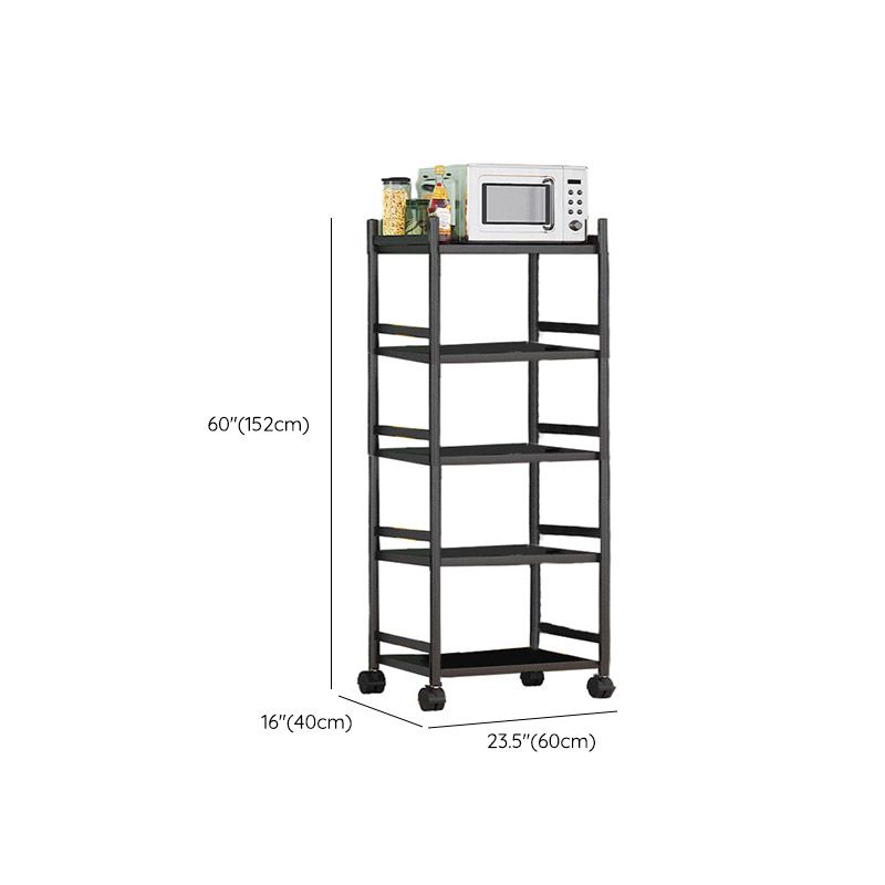 モダンなダイニングルーム準備テーブルロッキングホイール付きブラックキッチントロリー