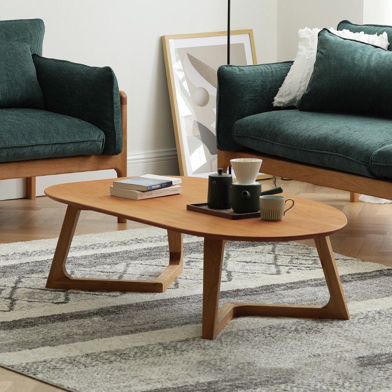 Tavolino da caffè in stile scandinavo Tavolino ovale in legno massello