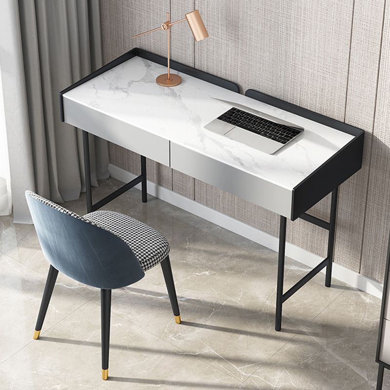 Stone Rectangular Office Desk Modern 29.53" Tall Writing Desk with 2 Drawers Clearhalo 'furn' 'furn_office_desk' 'Furniture' 'Office Desks' 'Office Furniture' 'office_desk' 1200x1200_2633bcda-8e04-4049-81c1-2497a6abef8a