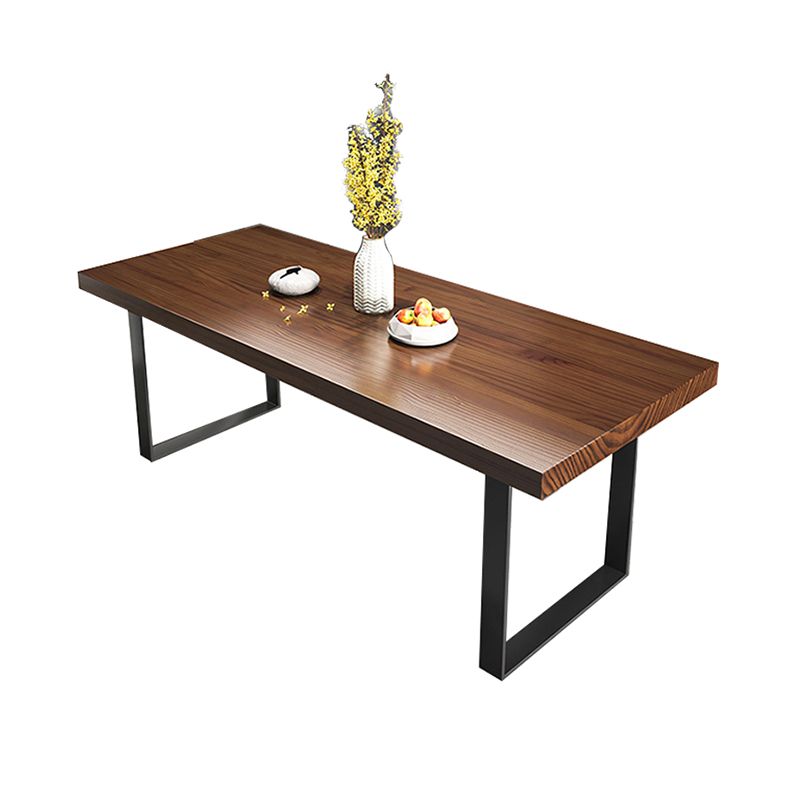 Industrial Rectangle Dining Table Solid Wood Top Dining Table with Double Pedestal Base Clearhalo 'Dining Tables & Seating' 'Dining Tables' 'dining_table' 'furn' 'furn_dining_table' 'Furniture' 'Kitchen & Dining Furniture' 1200x1200_2633ed63-7e2a-4319-bd71-378ad633df6c