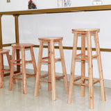 Moderner Armless Holztheke Stuhl Eiche Holz Hochhocker mit 4 Beinen