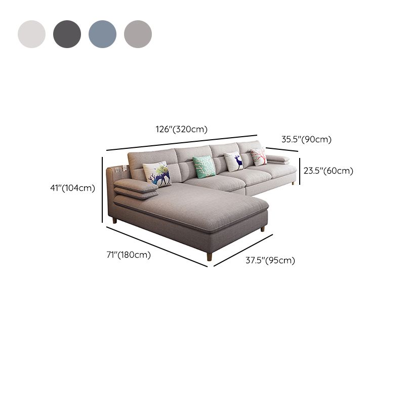 Scandinavian 4-seater Fabric Sectional Slipcovered Pillow Top Arm Sectional Clearhalo 'furn' 'furn_sectionals' 'Furniture' 'Living Room Furniture' 'Sectionals' 1200x1200_26369b00-9a0a-4602-b1f8-a320d65d128a