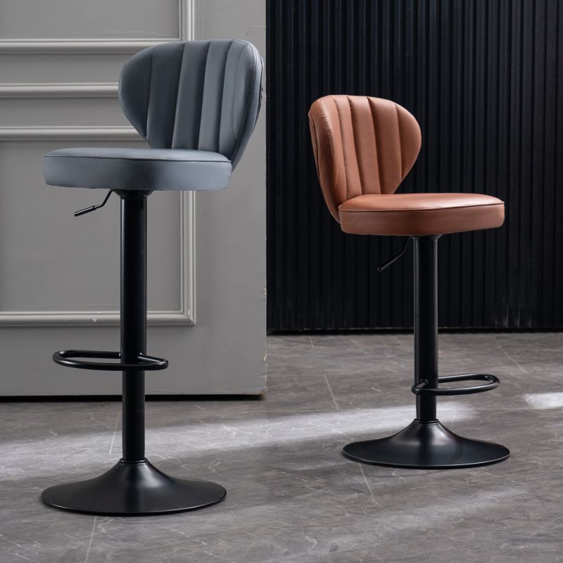 Modern Adjustable Barstool Leather Cushion Bar Stool for Living Room Clearhalo 'Bar Furniture' 'Bar Stools' 'bar_stools' 'furniture_bar_stools' 'Kitchen & Dining Furniture' 'kitchen&dining_furn' 'kitchen' 'kitchen_furn' Furniture' 1200x1200_263a895b-b3c2-42f7-85cf-0925b440e6ea