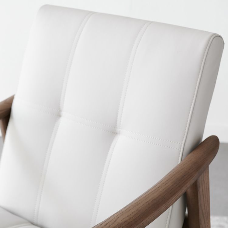 Noordse stijl massief hout faux lederen arm eetstoel in bruin voor thuis