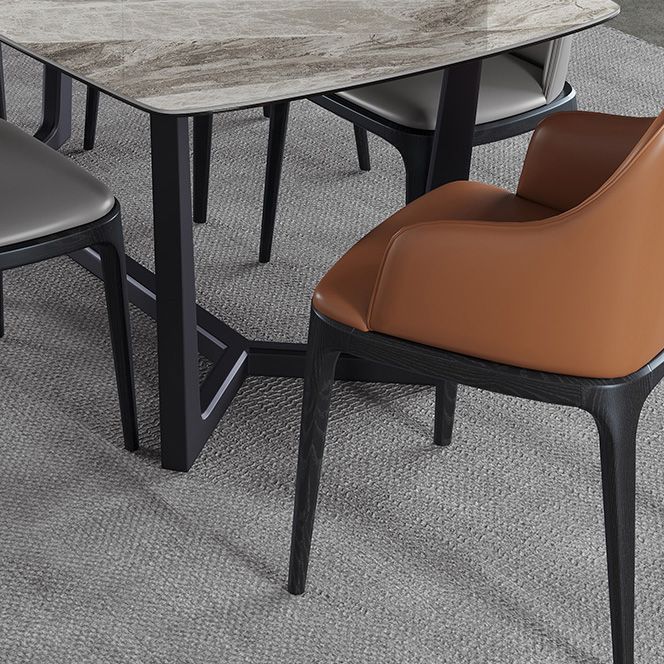 Rectangle Trestle Base Industrial Table Grey Tone Fixed Table with Sintered Stone Clearhalo ' dining_table' 'Dining Tables & Seating' 'Dining Tables' 'furn' 'furn_dining_table' 'Furniture' 'furniture_dining_table' 'Kitchen & Dining Furniture' 'kitchen&dining_furn' 'kitchen' 'kitchen_dining_table' 1200x1200_263ae8ca-26c7-4768-ab73-4367d65d3fc1