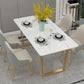 Glam Iron Dinette Set 1/2/5/7 Pieces Rectangle Dining Table Set with White Sintered Stone
