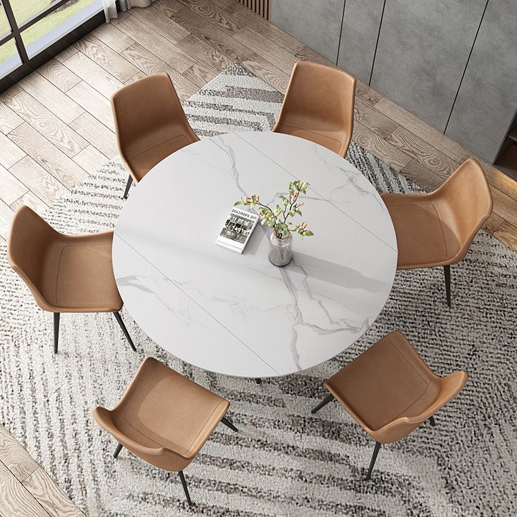 Simplicity Style Round Stone Table Drop-Leaf Dinner Table for Dining Room Clearhalo ' dining_table' 'Dining Tables & Seating' 'Dining Tables' 'Furniture' 'furniture_dining_table' 'Kitchen & Dining Furniture' 'kitchen&dining_furn' 'kitchen' 'kitchen_dining_table' 1200x1200_263cbe18-681d-4d86-938b-670fb3d11eac