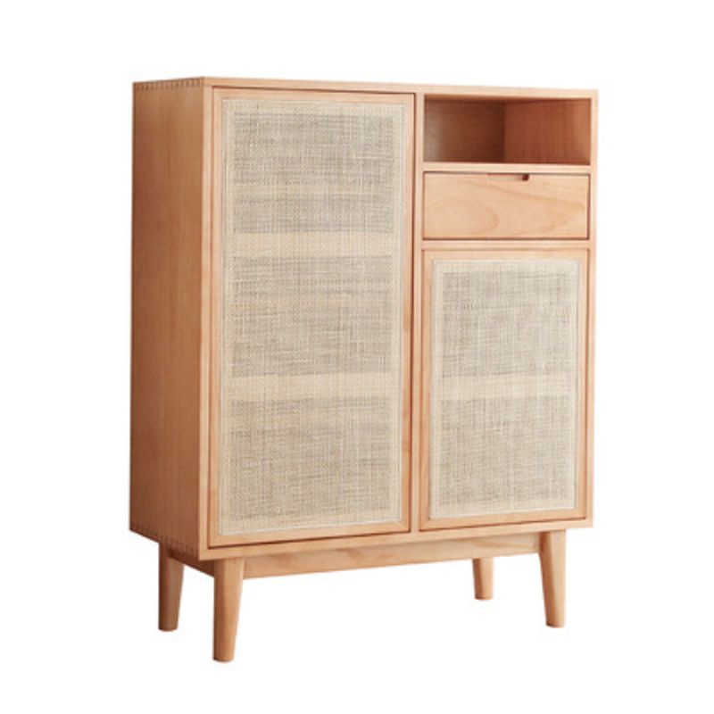 Contemporary Cabinet 4 Shelves With Doors Pine Squared Legs Accent Cabinet Clearhalo 'Cabinets & Chests' 'cabinets_chests' 'furn' 'furn_cabinets_chests' 'Furniture' 'Living Room Furniture' 1200x1200_263eff48-c675-4c53-9f38-809f639d23a8