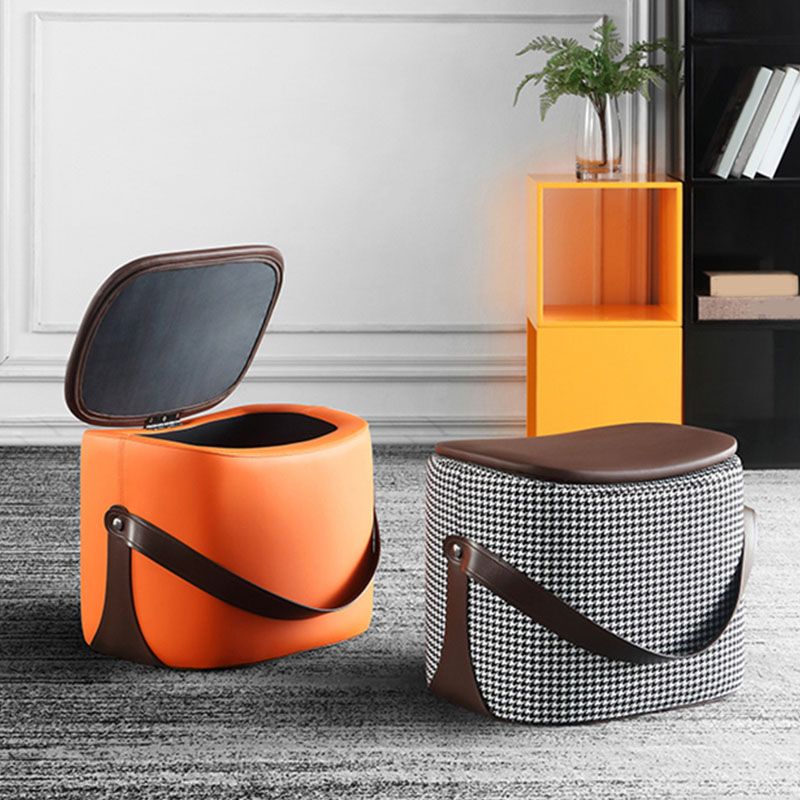 Contemporary Rectangle Shape Ottoman Faux Leather Upholstered Pouf Clearhalo 'furn' 'furn_ottomans_poufs' 'Furniture' 'Living Room Furniture' 'Ottomans & Poufs' 'ottomans_poufs' 1200x1200_263f0566-022f-489e-bb14-4563118e2675