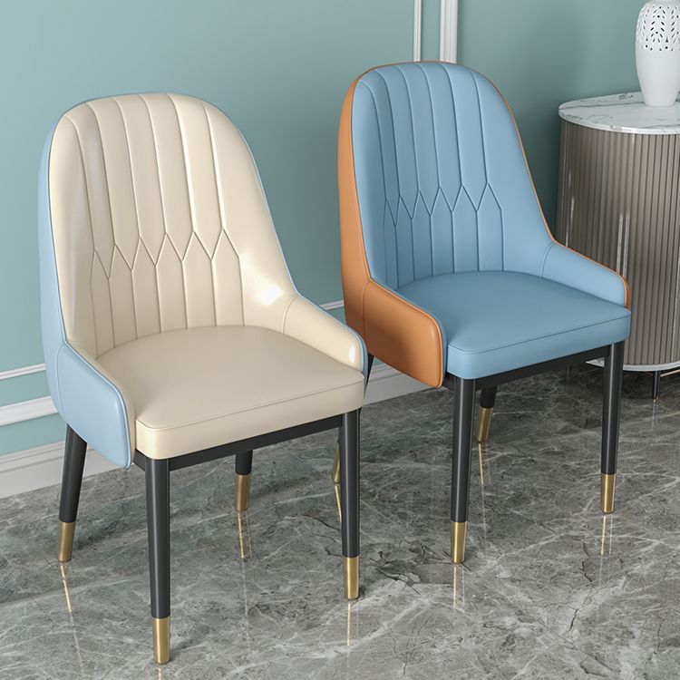 Scandinavian Style Metal Dining Chair Dining Room Upholstered Parsons Armless Chair Clearhalo ' kitchen&dining_furn' 'Dining Chairs' 'Dining Tables & Seating' 'dining_chair' 'furn' 'furn_dining_chair' 'Furniture' 'furniture_dining_chair' 'Kitchen & Dining Furniture' 'kitchen' 1200x1200_263f6ee6-e520-4d5b-a5bc-8b458b5965b7