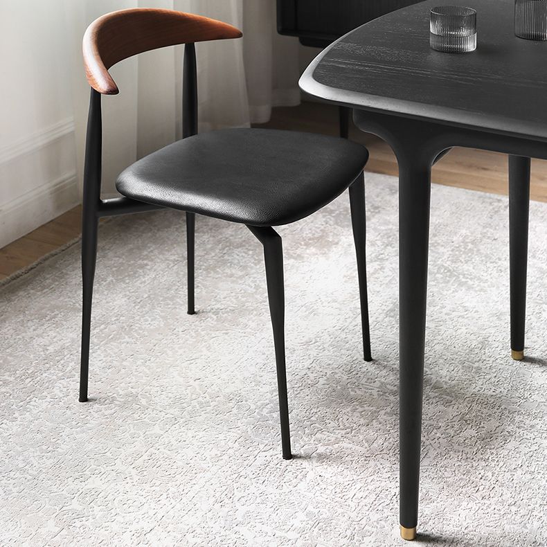 Industrial Upholstered Armless Chair Black Legs Kitchen Open Back Dining Chair Clearhalo 'Dining Chairs' 'Dining Tables & Seating' 'dining_chair' 'furn' 'furn_dining_chair' 'Furniture' 'Kitchen & Dining Furniture' 1200x1200_26421ef6-984a-47fb-b6e6-f6f2228f1e38