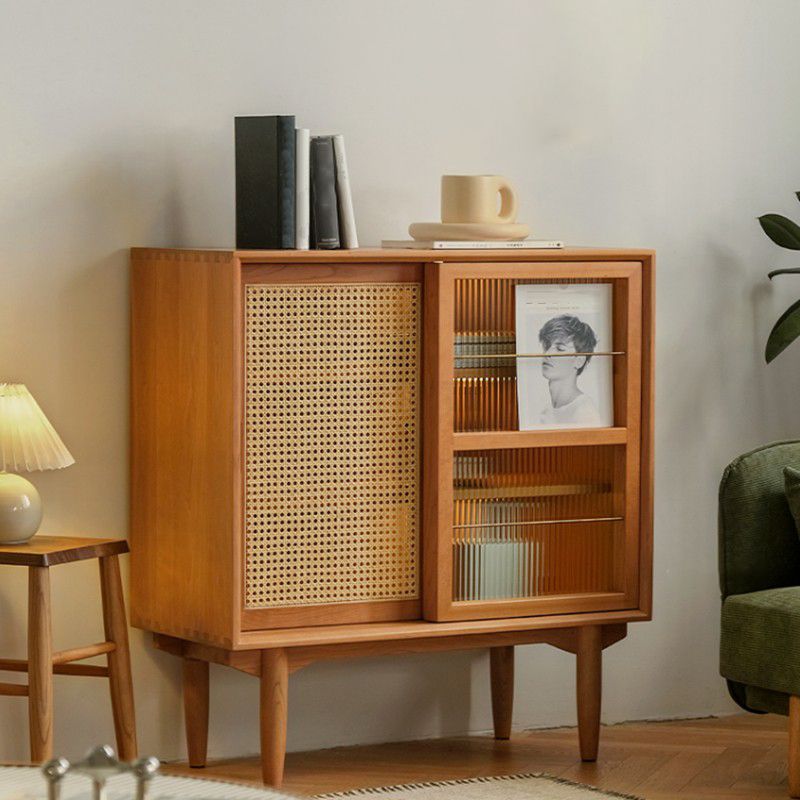 Glijdende glazen deur houten biefbord moderne serverkast met opslag voor eetkamer