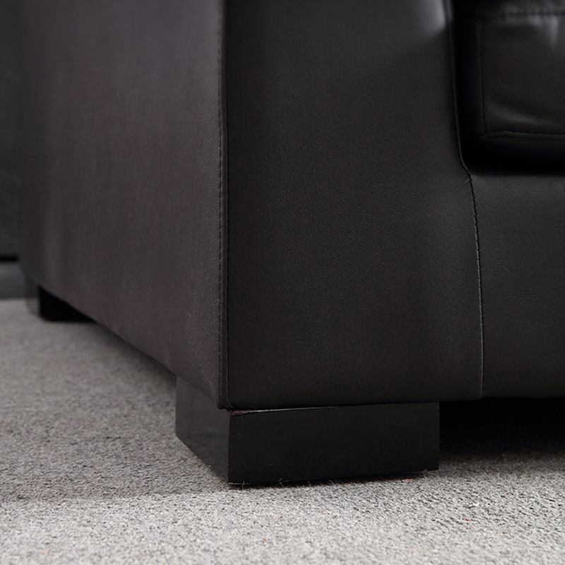 Black Contemporary Faux Leather Tuxedo Arm Sofa with Bolster Pillows for Living Room Clearhalo 'furn' 'furn_sofas' 'Furniture' 'furniture_sofas' 'kitchen' 'kitchen_sofas' 'Living Room Furniture' 'Sofa' 'sofas' 1200x1200_2643eacf-e737-487f-a9b8-8e771c423bab