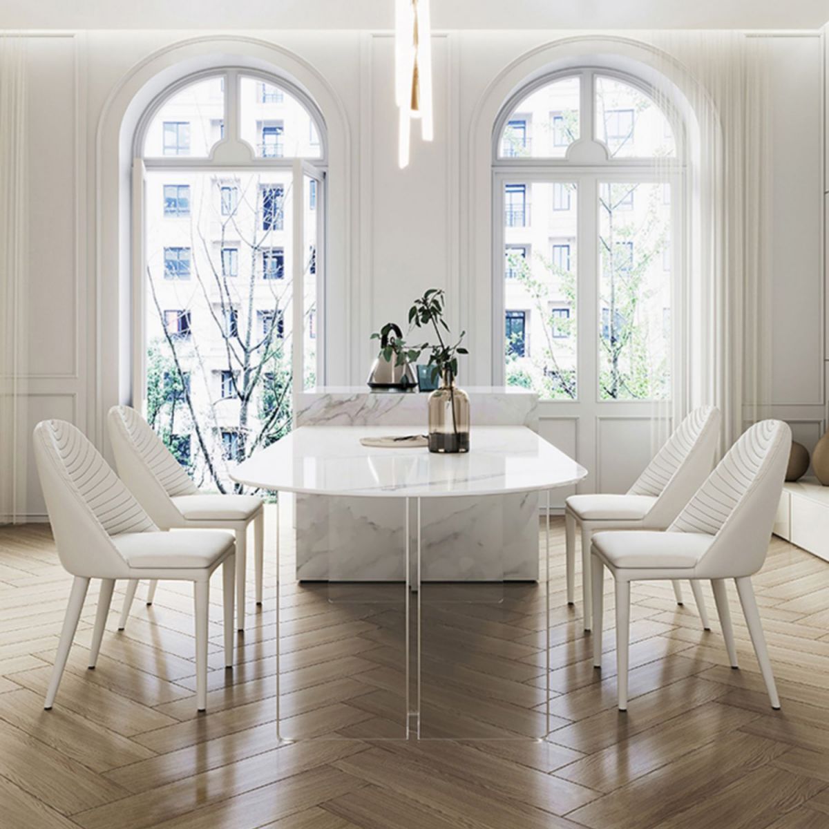 Modern 1/2/3/4/5 Pieces Dining Set Rectangle Acrylic Dining Table Set Clearhalo 'Dining Room Sets' 'Dining Tables & Seating' 'dining_room_set' 'furn' 'furn_dining_room_set' 'Furniture' 'furniture_dining_room_set' 'Kitchen & Dining Furniture' 'kitchen&dining_furn' 'kitchen' 1200x1200_26456803-fe37-46a4-a237-95e008032b61