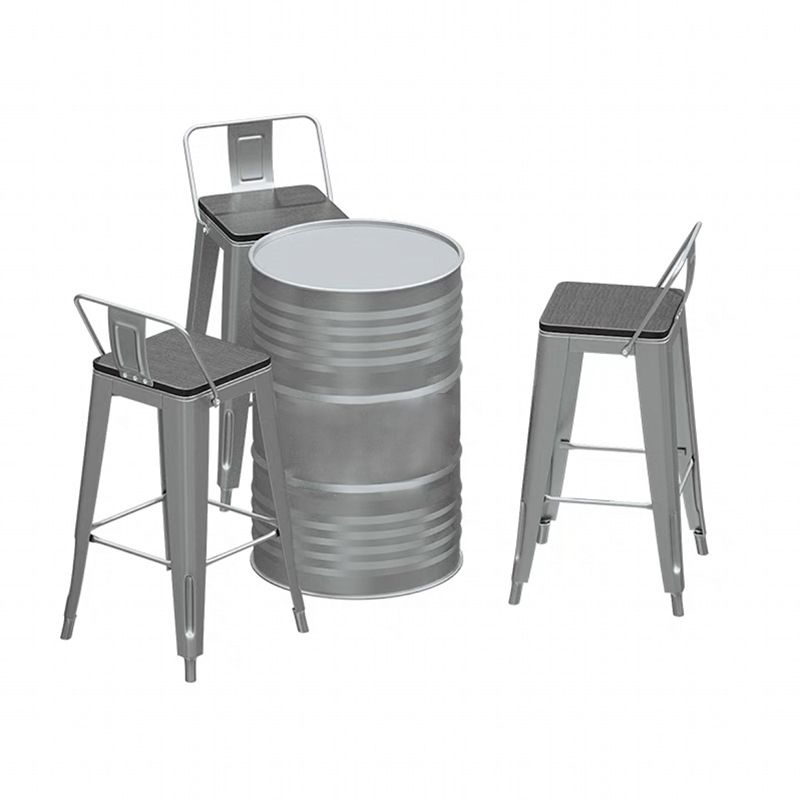 1/3/4 Pieces Industrial Bar Stool and Table Set Silver Iron Bar Set Clearhalo 'Bar Furniture' 'furn' 'furn_home_bar_bar_sets' 'Furniture' 'Home Bars & Bar Sets' 'home_bar_bar_sets' 'Kitchen & Dining Furniture' 1200x1200_2646f782-354d-4868-a064-7e1bb2e52ee6