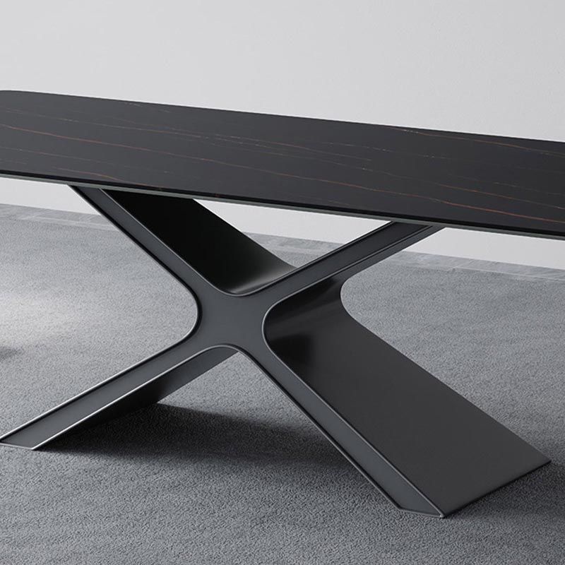 Stone Top Table Traditional Luxury Rectangle Dining Table with Pedestal Base Clearhalo 'Dining Tables & Seating' 'Dining Tables' 'dining_table' 'furn' 'furn_dining_table' 'Furniture' 'Kitchen & Dining Furniture' 1200x1200_26485797-10d4-4f28-97d1-44bb9eb33c2e