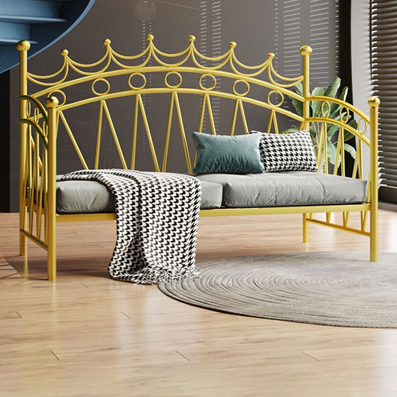 Glam Metal DayBed with Headboard 45.27" Tall Crown Themed Bed
