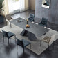 Rectangular Extendable Dining Table Modern Grey Stone Table Top for Dining Room