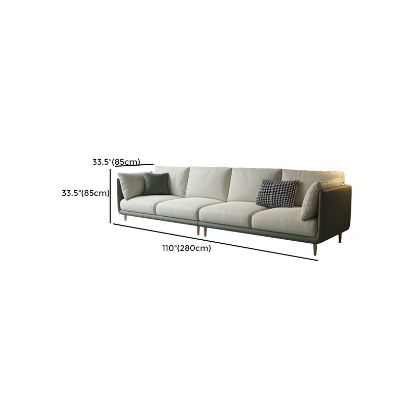 Divano di divano a braccio quadrato moderno per macchia in pelle finta in verde e bianco