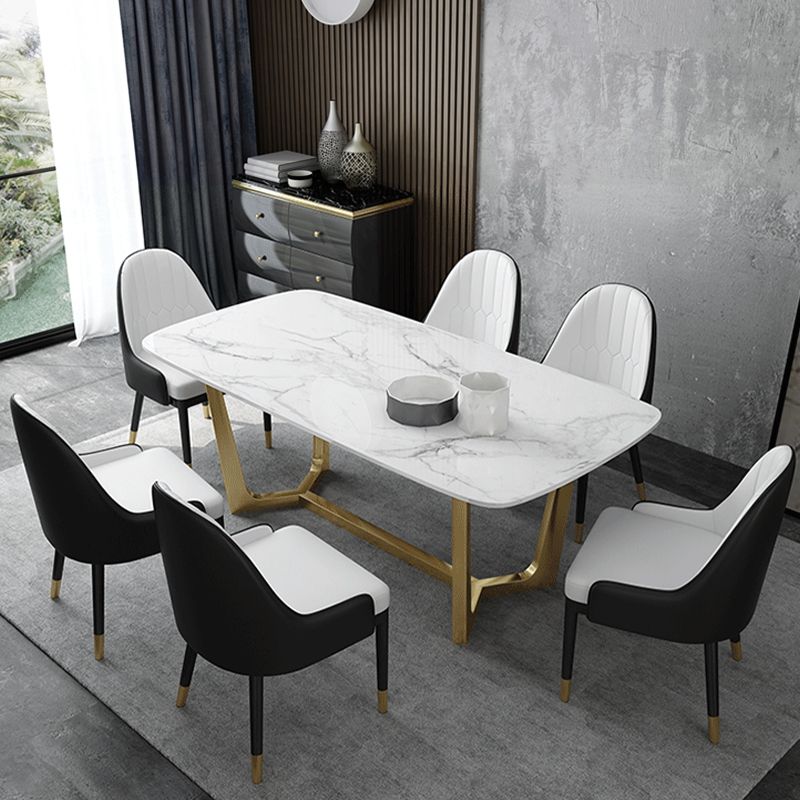 Glam 1/5/7 Pieces Dining Set Sintered Stone Dining Table for Home Use Clearhalo 'Dining Room Sets' 'Dining Tables & Seating' 'dining_room_set' 'furn' 'furn_dining_room_set' 'Furniture' 'furniture_dining_room_set' 'Kitchen & Dining Furniture' 'kitchen&dining_furn' 'kitchen' 1200x1200_264e7503-624b-4d5f-8519-15275f36a716