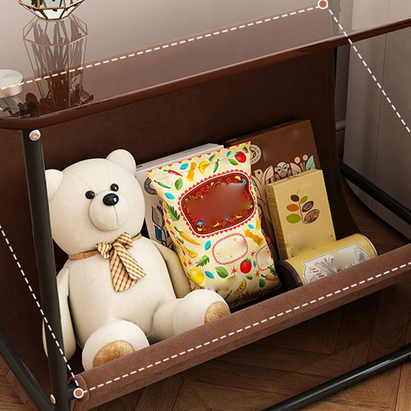 Mesa de acero de acero de acero contemporánea de vidrio marrón