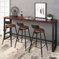 Ensemble de Table de bar rectangulaire industriel, 1/2/4/7 pièces, Table de comptoir en bois massif
