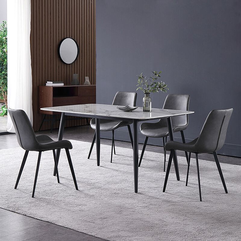 Modern Style Sintered Stone Rectangle Table Set 1/2/5/7 Pieces Dining Set Clearhalo 'Dining Room Sets' 'Dining Tables & Seating' 'dining_room_set' 'furn' 'furn_dining_room_set' 'Furniture' 'Kitchen & Dining Furniture' 1200x1200_26536b15-43f7-4789-af08-a3aba5f283b9