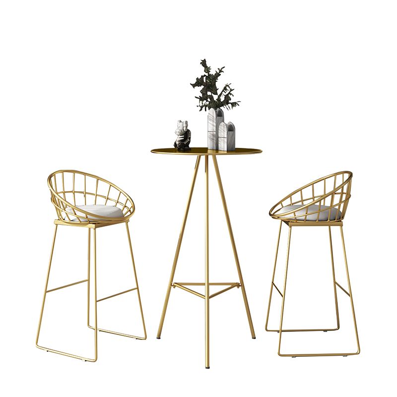 1/3/4 Pièces Industrial Round Bar Table Set Gold Iron Bistro Set avec repose-pied