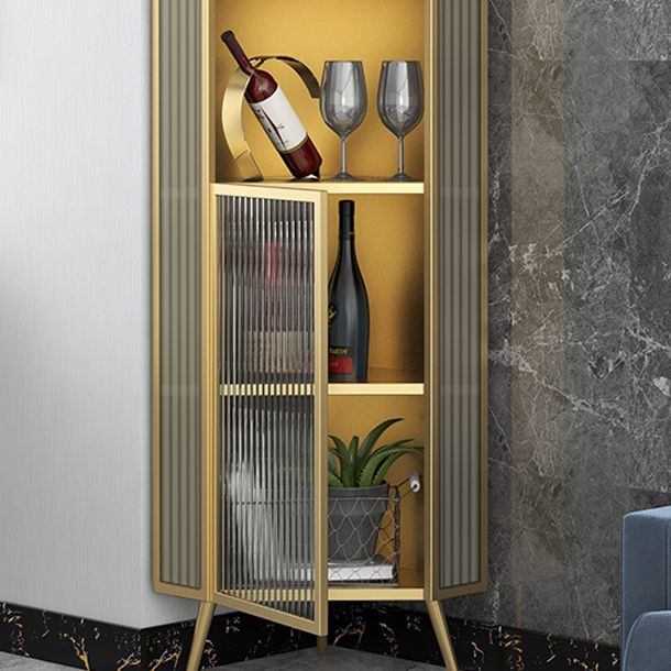 Living Room Glam Style Kitchen Buffet Server Glass Door Metal Frame Dining Server Clearhalo 'buffet_sideboard' 'Buffets & Sideboards' 'furn' 'furn_buffet_sideboard' 'Furniture' 'furniture_buffet_sideboard' 'Kitchen & Dining Furniture' 1200x1200_265417b7-b227-48dd-b6fb-447eb6917df1