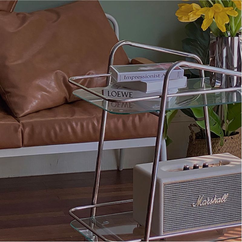 Vidrio modernista con mesa rectangular de la sala de estar de doble nivel rectangular