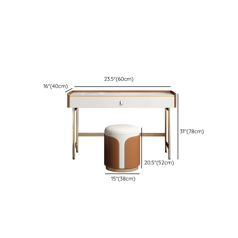 Coiffeuse de vanité miroir en bois à chambre blanche contemporaine