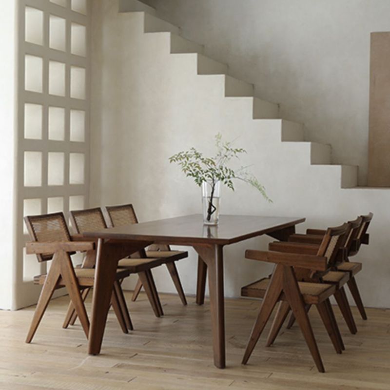 Rectangle Brown Base Dining Table Modern Pine Wood Table for Living Room Clearhalo 'Dining Tables & Seating' 'Dining Tables' 'dining_table' 'furn' 'furn_dining_table' 'Furniture' 'Kitchen & Dining Furniture' 1200x1200_26578fc7-e5d6-43b5-b9de-1be7991df58b