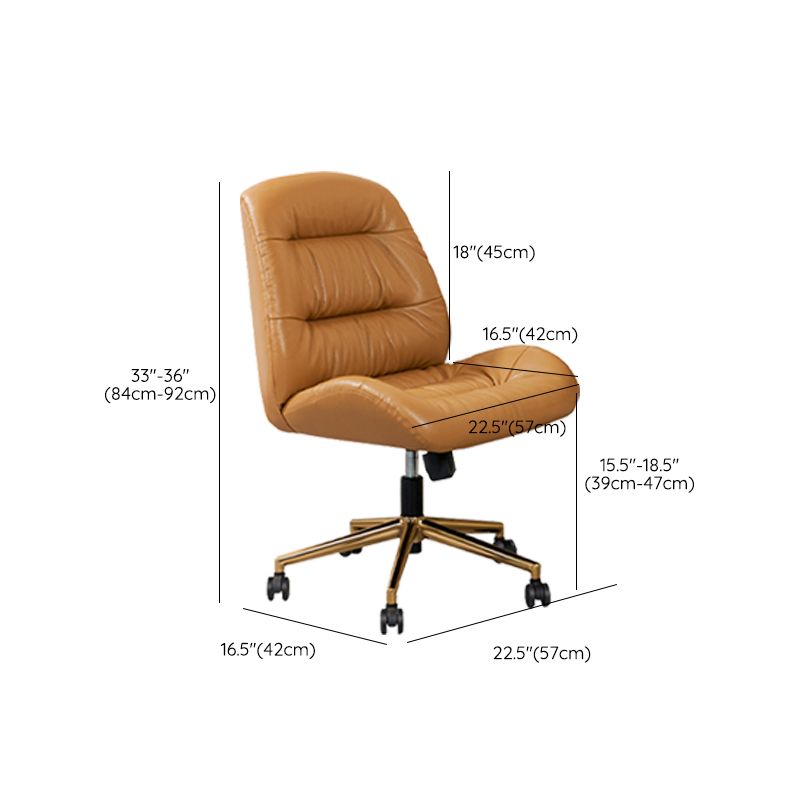 Modern Armless Office Chair Leather Tilt Mechanism No Distressing Desk Chair with Wheels Clearhalo 'furn' 'furn_office_chair' 'Furniture' 'Office Chairs' 'Office Furniture' 'office_chair' 1200x1200_2659f6db-b237-4f6f-b52b-2bcb7f3007d3