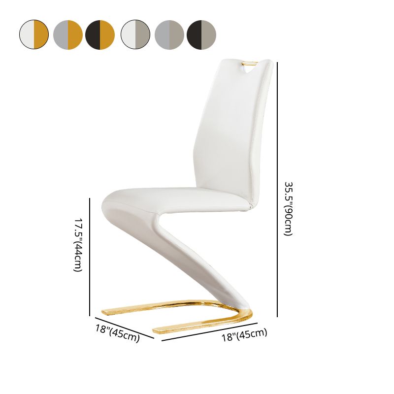 Designer Style Leather Home Side Chair Monochrome Solid Back Dining Chair (Set of 2) Clearhalo ' kitchen&dining_furn' 'Dining Chairs' 'Dining Tables & Seating' 'dining_chair' 'furn' 'furn_dining_chair' 'Furniture' 'furniture_dining_chair' 'Kitchen & Dining Furniture' 'kitchen' 1200x1200_265ca7c6-0af6-407c-8820-bfb1032ff77a