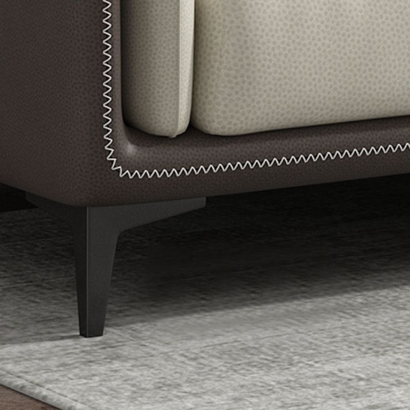 Contemporary Recessed Arm Sectional Stain-Resistant Faux Leather Sofa with Cushion Back Clearhalo 'furn' 'furn_sectionals' 'Furniture' 'furniture_sectionals' 'kitchen' 'kitchen_sectionals' 'Living Room Furniture' 'Sectionals' 1200x1200_265d40c2-2435-4988-9521-bedc9481433e