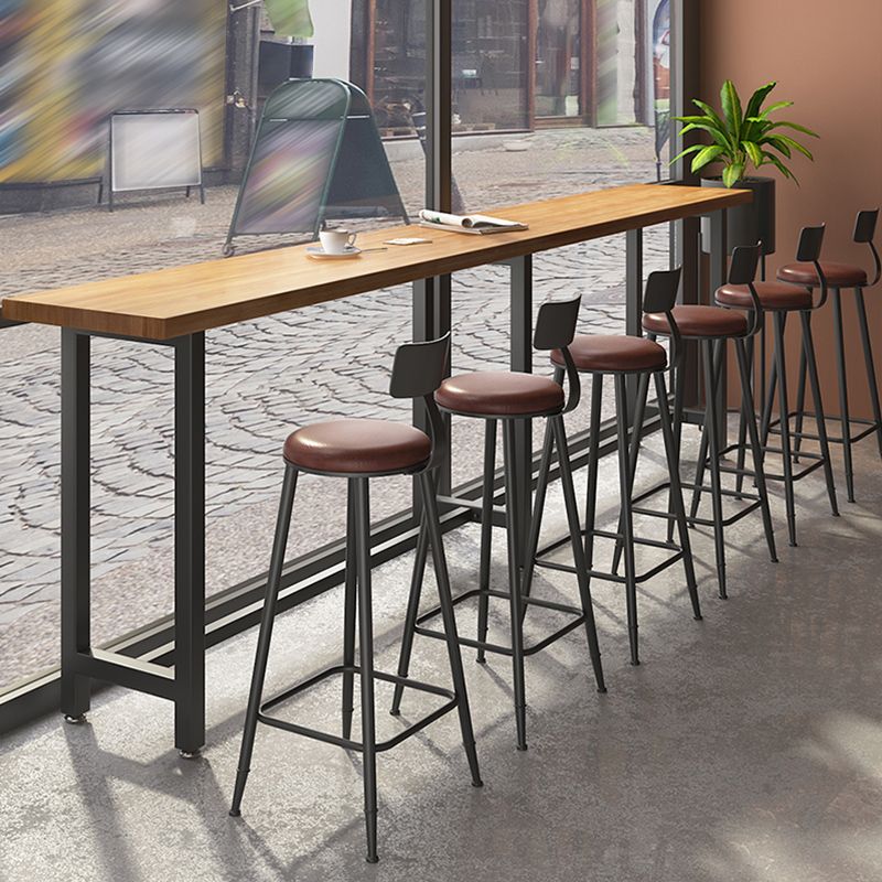 Industrial Metal Bar-stool with Black Base Round Low Back Counter-height Stool for Shop Clearhalo 'Bar Furniture' 'Bar Stools' 'bar_stools' 'furn' 'furn_bar_stools' 'Furniture' 'Kitchen & Dining Furniture' 1200x1200_265e6ca2-0192-45ec-be82-ee8eedf5ce0d
